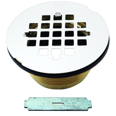 Westbrass Brass Body Compression Shower Drain W/ Grid in Powdercoated White D206B-50